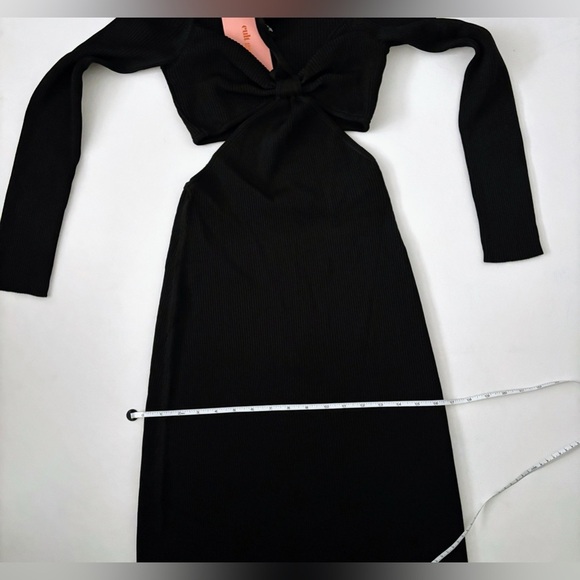 Cult Gaia Enzo Ribbed Knit Maxi Dress cut out halter long sleeve black L - Picture 16 of 16